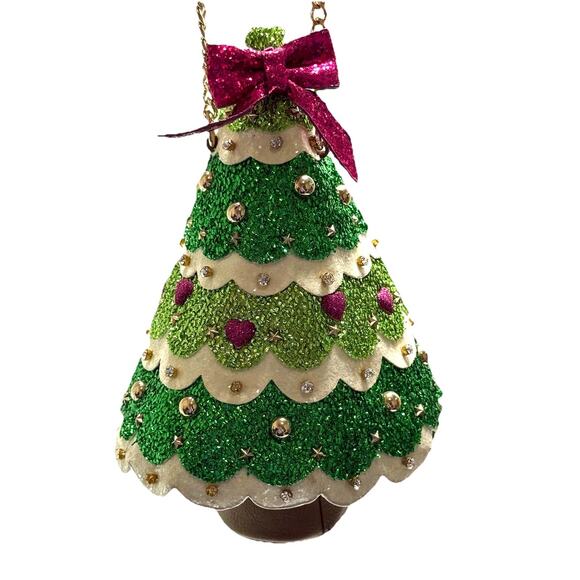 Betsey Johnson Kitsch Christmas Tree Crossbody Purse Handbag Green RARE Spruce - Picture 1 of 16